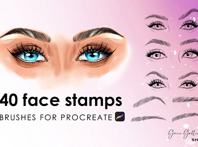 40 face stamps for procreate design graphic design illustration logo procreate brushes procreate palette procreate stamps