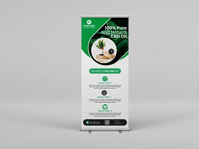 Hemp oil Rollup Banner Template app best t shirt branding business t shirt design event t shirt graphic design hemp oil roll up banner illustration logo roll up banner ui