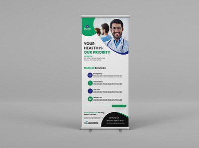 Medical service roll up banner design app best t shirt branding business t shirt design event t shirt graphic design illustration logo ui