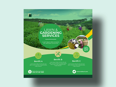 Lawn Gardening Service Social media post design app best t shirt branding business t shirt design event t shirt graphic design illustration logo social media post design ui