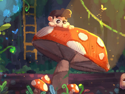 Hidden Big Mushroom artist book book cover design book editorial character design children children art childrens book cover digital art editorial educational game design illustration jungle mushroom natural photoshop picture book publisher