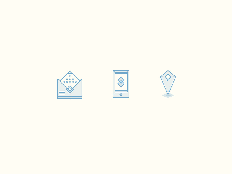 "Contact us" icons for adv. agency landing page icons web vector tiny monolines contacts elegant crispy letter phone place triangles