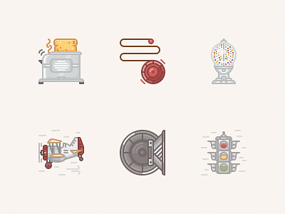 1920 The icons from the past 1920 airplane gumball machine icons speaker toaster traffic light ui ux vintage yo yo