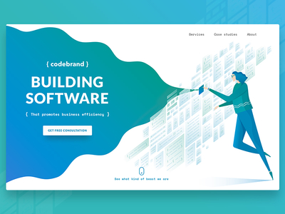 Software Development Company Website Cover Page application business efficiency coders coding development it landing page software website