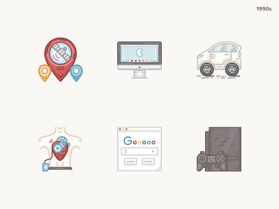 History Geek Icons 2000s - At last :) 20 century artificial heart evolution google browser gps history history geek hybrid car icons icons set imac playstation technology