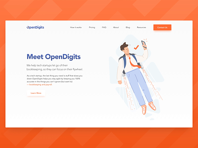 Landing Page Illustration Transitions accountant animation bookkeeping cloud cloud app four arms illustrations jetpack landing page multitasking transition