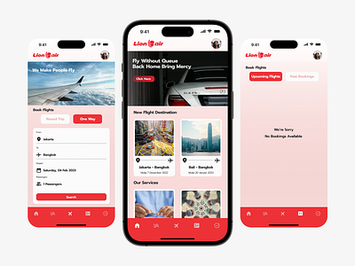I try to redesign Lion Air mobile app android app app design clear design mobile flight design flight destination ios app lion air mobile app red ui ux