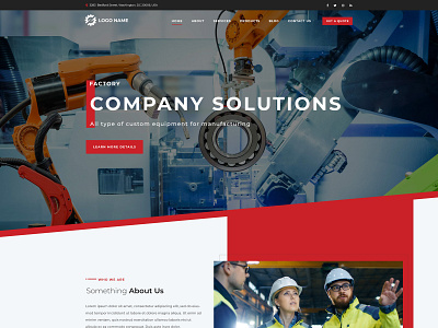 Manufacturing Homepage company flat homepage manufacturing red