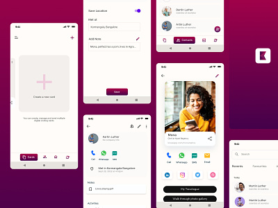 New-age Digital Business Card & Contact App android app contact app design digital business card multiple cards ui ux research