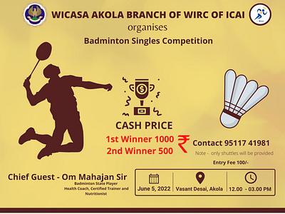 Badminton Competition Poster badminton colours combinations designs fonts graphic design patterns poster