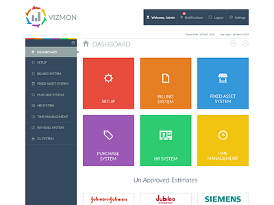 VIZMON Dashboard UI dashboard design erp flat ui ux