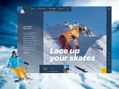Ski Adventure Landing Page ice landing page mountain skating ski skiing ui design web design website