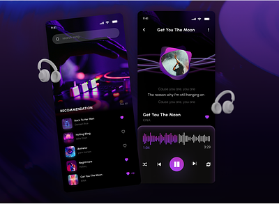 Daily UI Day 9 - Music Player Design app creative design daily ui daily ui challenge dark theme app day 9 daily ui design logo music player music player application purple appilcation purple colored app ui ui challenge ux