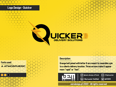 Logo Design - Quicker adobe advertisement advertisment branding business design designer emblem graphic design illustrator logo logotype oem oemdesign photoshop socialmedia typography vector yellow