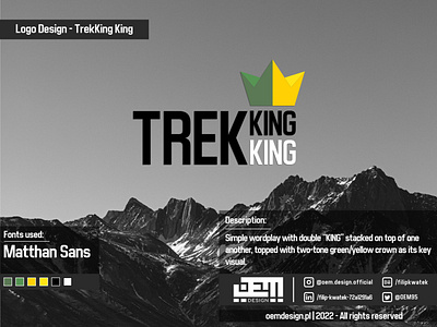 Logo Design - TrekKing King adobe advertisement advertisment branding business design designer emblem graphic design green illustrator logo logotype oem oemdesign photoshop socialmedia typography vector yellow