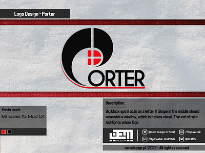 Logo Design - Porter adobe advertisement advertisment branding business design designer emblem graphic design grey illustrator logo logotype oem oemdesign photoshop red socialmedia typography vector