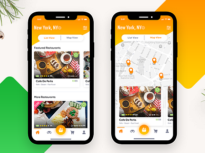 Food Odering App food listi map order restaurant ui ux view