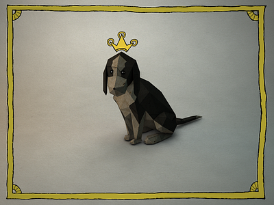 Puppy king 3d beagle crown dog low modeling poly puppy