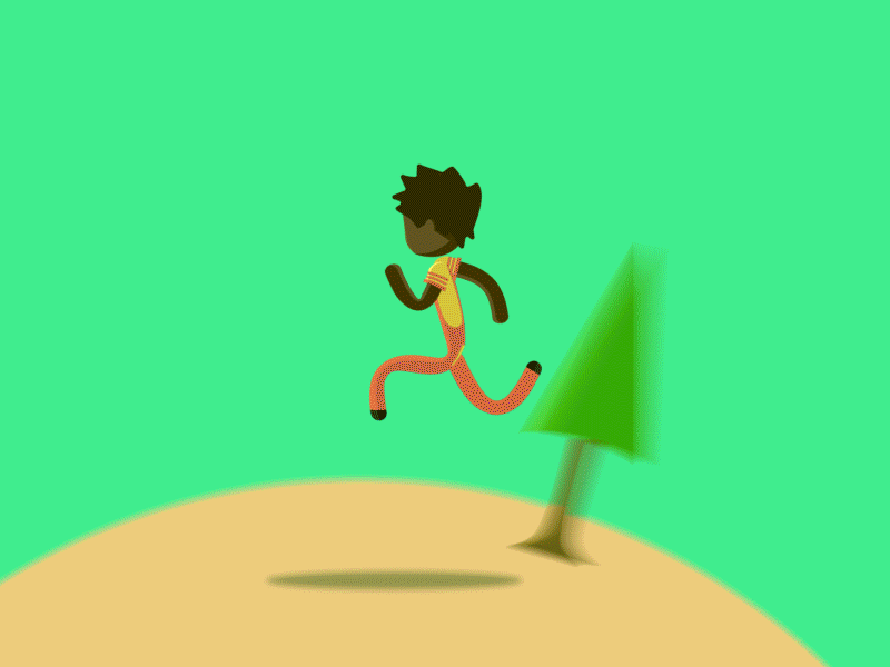 Boy animation boy cape character planet running sword trees