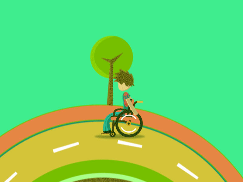 Boy 2 animation boy flying house motion design stars trees wheelchair world