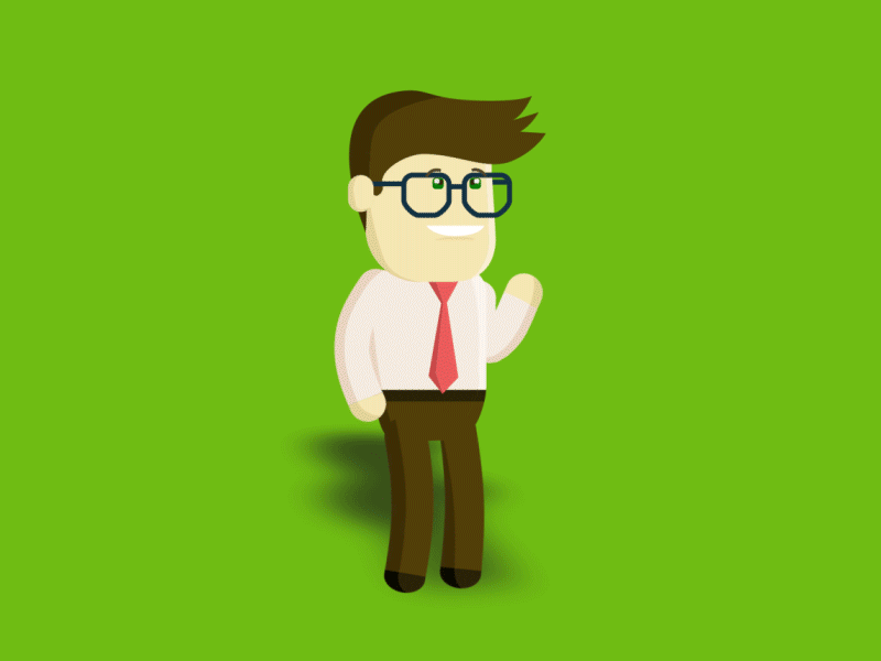 business guy animation business glasses guy man red tie rub hands tie walk
