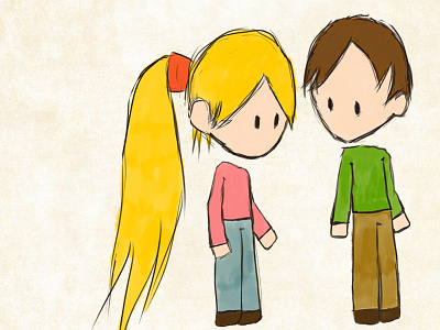 Girl and Boy animation boy children couple cute girl illustration