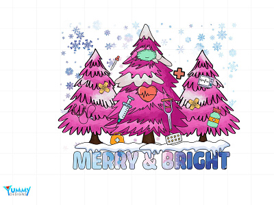 Merry & Bright Sublimation| Nurse PNG, Christmas christmas night