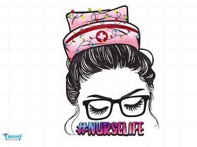 Messy bun nurse life sublimation| nurse png, Christmas deer