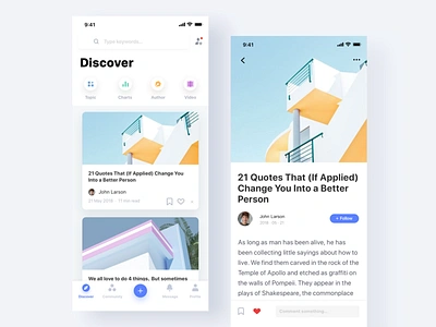 Article Interface app article design interface ios11 ui ux