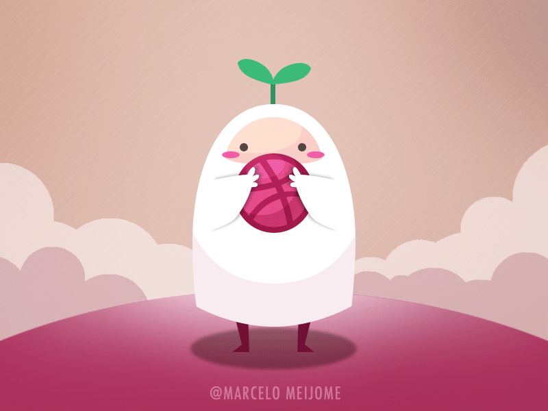 Hello Dribbble! animated gif debute first shot illustration thank you