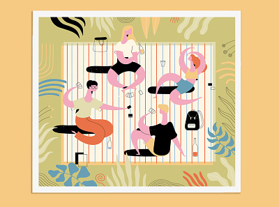 Picknick with weirdos berlin cards design friends graphic design green illustration illustrator park picknick vector