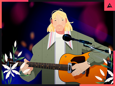 Kurt Cobain - Unplugged 2d animation character chords guitar guitarist kurt music nirvana playing strings