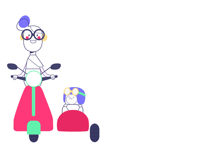 Prommo - Riding a scooter loop 2d bot character animation girl loop motion graphics scooter