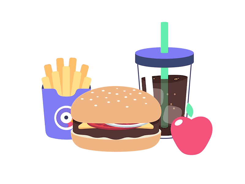 Prommo - Turn your sandwich into a meal animagic animation apple fries great hamburger meal motion graphics prommo soda