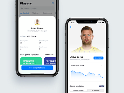 Football MGMT | Player Profile app application clean clean design ios ios app ios app design minimal mobile mobile ui product product design profile profile card profile design ui ui design ui element ux whitespace