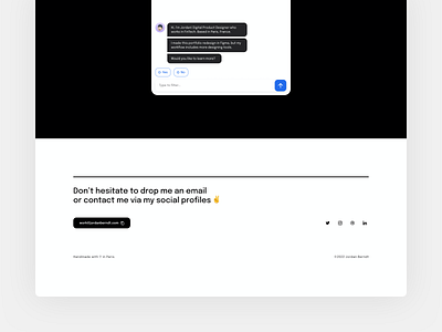 Footer | Portfolio 2k22 chatbot clean desktop footer landing landing page minimal page personal portfolio portfolio design product product design ui web web design whitespace