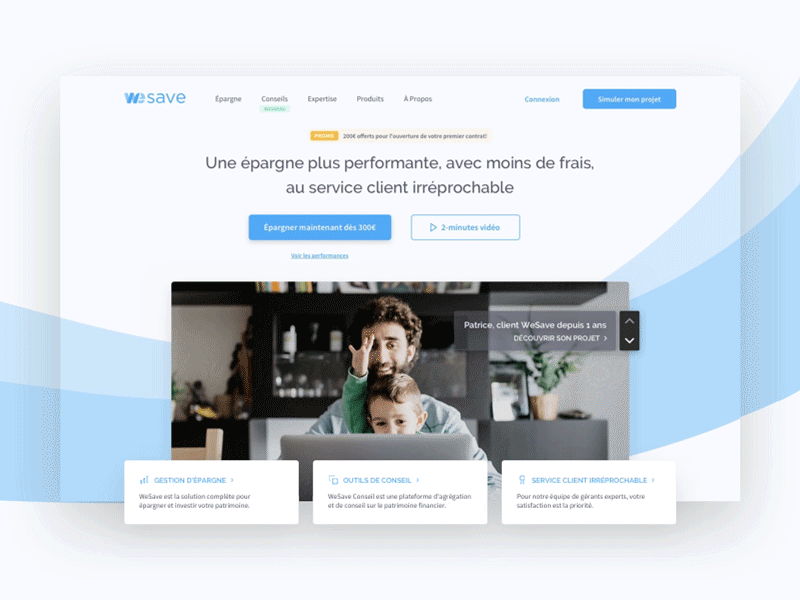 WeSave | HomePage animation banking financial landing landingpage page site ui web website
