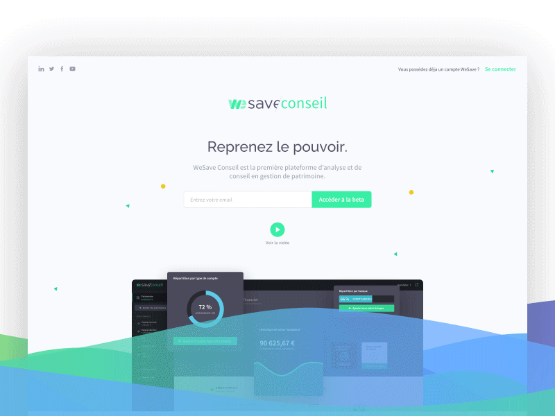 WeSave Conseil | Launching Page banking dashboard financial landing landingpage launch launching page product ui web