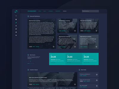 Financial Feed | Blog article banking blog blog design dark darktheme dashboard feed financial fintech grid minimal schedule ui