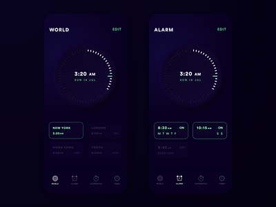 🕒 Clock App alarm app clock inspiration interface ios minimal mobile simple time ui ux