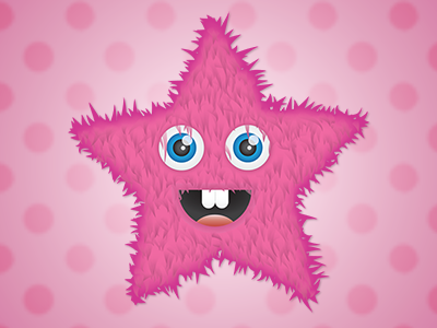 Pink Fluffy Star avatar character illustration mascot vector