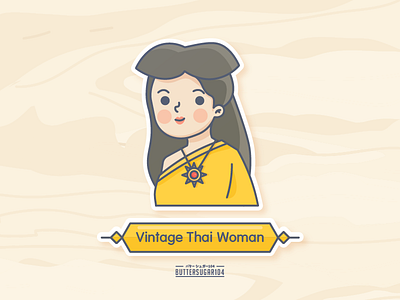 Vintage Thai Woman buttersugar104 ch3 characterdesign graphic illustration logo thai tv vector vintage woman