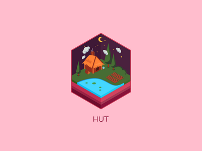 Isometric : Hut log plants