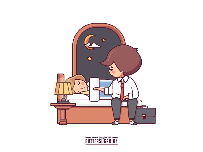 Hard Work Hard Life star light try woman man moon night bed sleeping lover couple hard life work characterdesign design vector graphic illustration