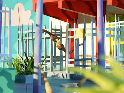 Las palmeras neighbourhood 3/4 3d 3d art 3d artist art cinema4d illustration lowpoly lowpolyart octane render