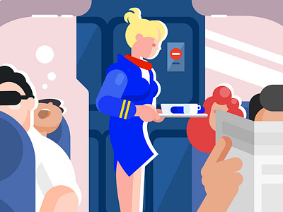 stewardess at work airplane flat illustration illustration plane vector art vector artwork
