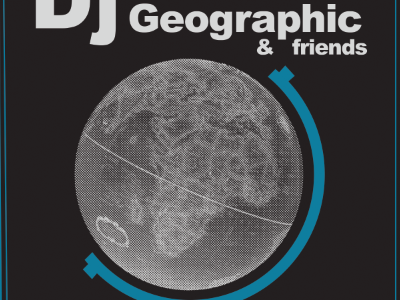 DJ Nathaniel Geographic (Local Love Series) bitmap black blue dj earth globe grey hands live magazine music orange poster scratching teal vinyl white