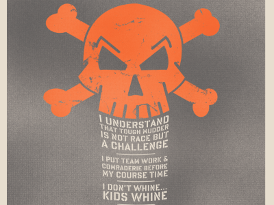 Tough Mudder Pledge Poster (capstone) bones cream crossed bones distressed grey military orange pledge silkscreen skull strong texture tough mudder type