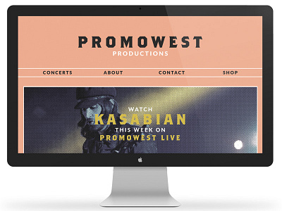 Promowest Productions Website Redesign bitmap black brothers clean concerts flat flesh gold kasabian minimal peach productions promowest simple web white