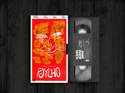 Psycho VHS Cover alfred hitchcock bates motel cinema custom type halloween hitchcock horror inktober movie poster norman bates procreate psycho sketch taxidermy vhs